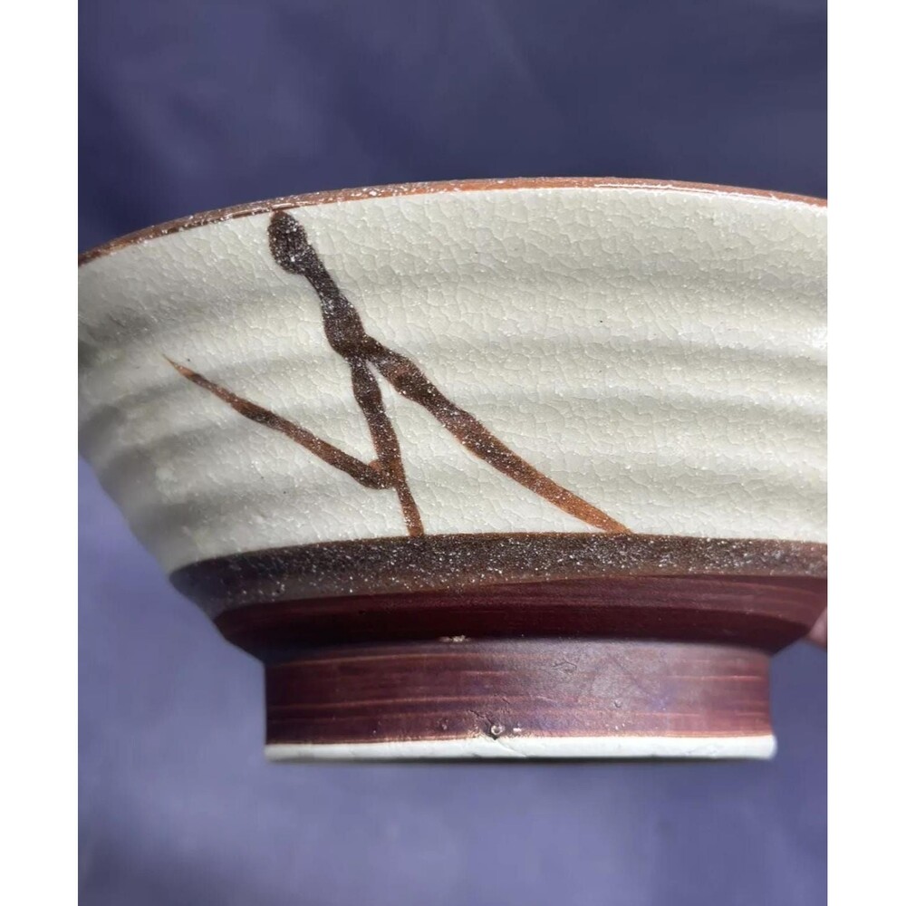 Art Pottery Footed Asian Design Bowl Set Of 2 Rice Bowls Marked